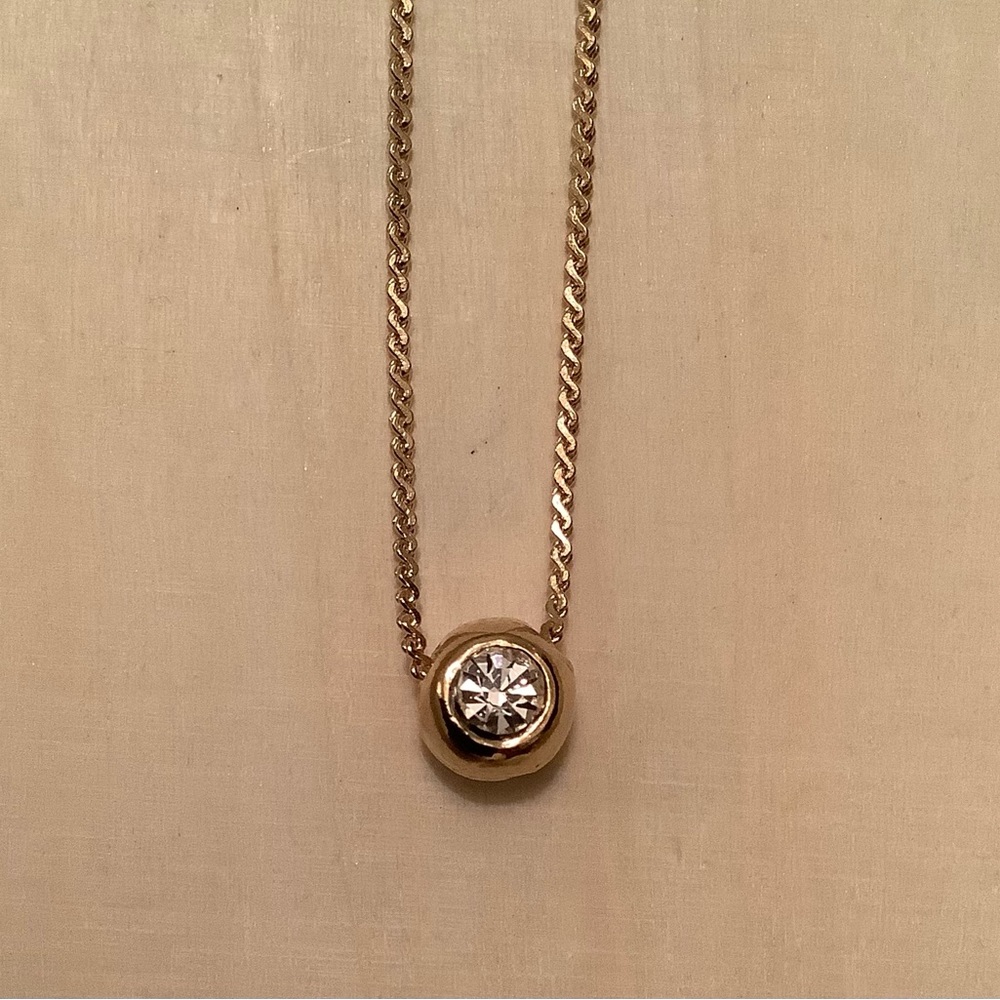 New bezel diamond solitaire necklace vintage